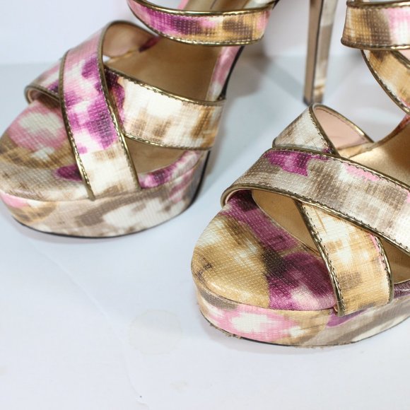 JESSICA SIMPSON Strappy Watercolour Floral Heel 6 - Picture 2 of 10